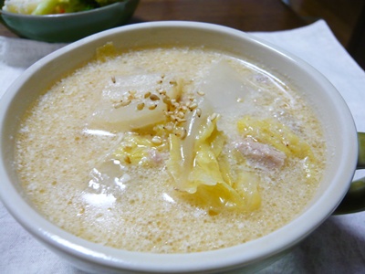 白菜とツナの豆乳スープ.JPG